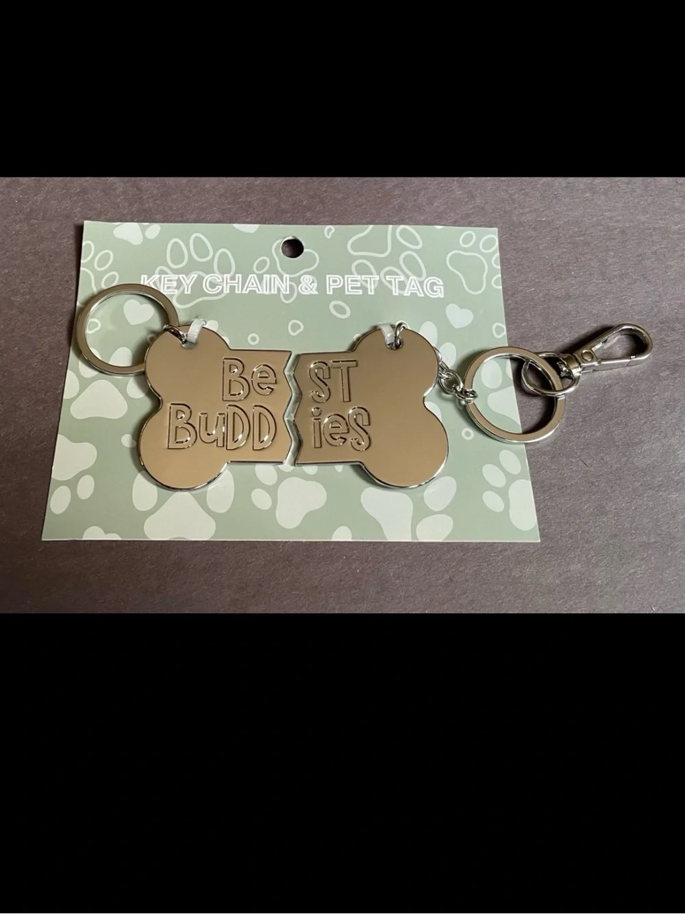 Best Buddies Dog Bone Keychain and Pet Tag set
